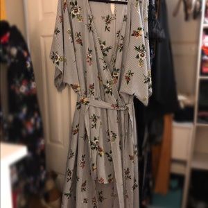 Flour with strips Long romper with shorts